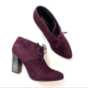 Franco Sarto Leandra Lace-Up Booties plum